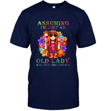 Load image into Gallery viewer, I Am Just An Old Lady Was Your First Mistake Hippie Guys Tee