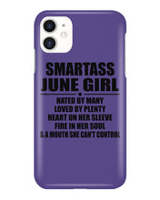 Load image into Gallery viewer, Birthday Gift For Smartass June GirlHeart On Her Sleeve Phone case