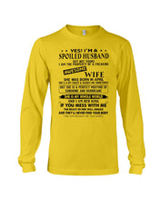 Load image into Gallery viewer, A Spoiled Husband Of April Freaking Awesome Wife Trending For Birthday Gift Unisex Long Sleeve