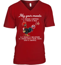 Load image into Gallery viewer, I Need Coffee A Nap A Vacation Duct Tape Hope And A Showel Guys V-Neck
