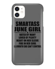 Load image into Gallery viewer, Birthday Gift For Smartass June GirlHeart On Her Sleeve Phone case