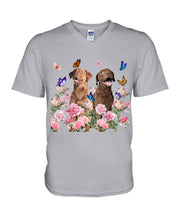 Load image into Gallery viewer, Gift For Dog LoversChesapeake Bay Retriever With Peonies Guys V-Neck