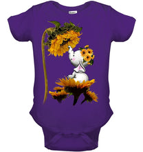Load image into Gallery viewer, Elephant Sunflower Special Custom Design For Cute Girls Baby Onesie