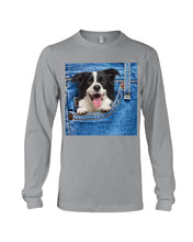 Load image into Gallery viewer, Border Collie In Denim Pocket Gift For Dog Lovers Unisex Long Sleeve