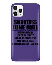Load image into Gallery viewer, Birthday Gift For Smartass June GirlHeart On Her Sleeve Phone case