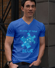 Load image into Gallery viewer, In April We Wear Blue Autism Awareness Special Custom Design Guys V-Neck