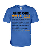 Load image into Gallery viewer, June Girl Facts Very Friendly But Dangerous Custom Design Guys V-Neck