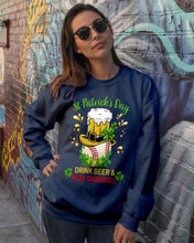 Load image into Gallery viewer, Baseball Drink Beer Day St Patrick's Day Gift For Baseball Lovers Sweatshirt