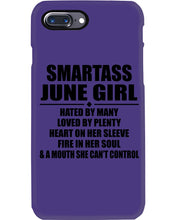 Load image into Gallery viewer, Birthday Gift For Smartass June GirlHeart On Her Sleeve Phone case