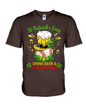 Load image into Gallery viewer, Baseball Drink Beer Day St Patrick's Day Gift For Baseball Lovers Guys V-Neck