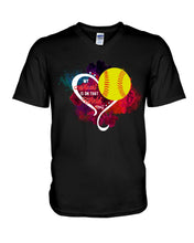 Load image into Gallery viewer, Lovely Phone Case My Heart Is On Field Gift For Softball Lovers Guys V-Neck