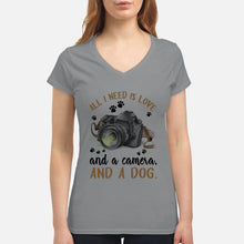 Load image into Gallery viewer, All I Need IS Love And A Camera And A Dog Gift For Dog Lovers Ladies V-Neck