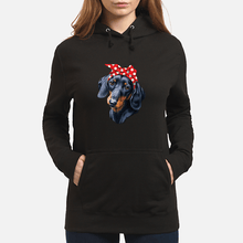 Load image into Gallery viewer, Dachshund Mom With Polka Dots Hair Red Bow Gift For Dog Lovers Hoodie