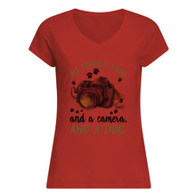Load image into Gallery viewer, All I Need IS Love And A Camera And A Dog Gift For Dog Lovers Ladies V-Neck