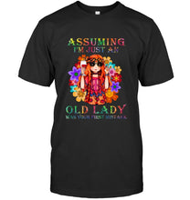 Load image into Gallery viewer, I Am Just An Old Lady Was Your First Mistake Hippie Guys Tee