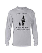 Load image into Gallery viewer, A Girl Her Dog Her Horse It's A Beautiful Thing Unisex Long Sleeve