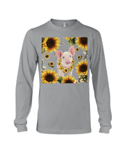 Load image into Gallery viewer, Beautiful Pig With Sunflowers Gift For Pig Lovers Unisex Long Sleeve