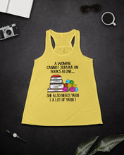 Load image into Gallery viewer, A Woman Cannot Survive On Book Alone She Also Needs Yarn Trending Ladies Flowy Tank
