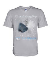 Load image into Gallery viewer, Jet Sleddogs All About Strong Dogs Pink Background Gift For Dog Lovers Guys V-Neck
