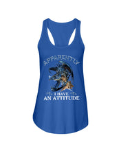 Load image into Gallery viewer, Apparently I Have An Attitude Blue Dragon Ladies Flowy Tank
