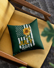 Load image into Gallery viewer, Birthday Gift For July Girl American Flag With Sunflower Pillow Cover