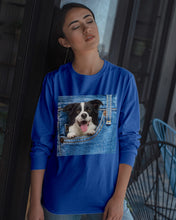 Load image into Gallery viewer, Border Collie In Denim Pocket Gift For Dog Lovers Unisex Long Sleeve
