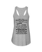 Load image into Gallery viewer, A Spoiled Husband Of April Freaking Awesome Wife For Birthday Gift Ladies Flowy Tank