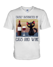 Load image into Gallery viewer, Easily Distracted By Cats And Wine Special Custom Design Guys V-Neck