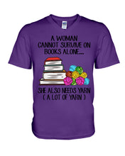 Load image into Gallery viewer, A Woman Cannot Survive On Book Alone She Also Needs Yarn Trending Guys V-Neck