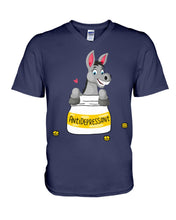 Load image into Gallery viewer, Funny Donkey Anti Depressant Meaning Gift For Women Guys V-Neck