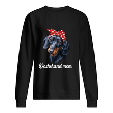 Load image into Gallery viewer, Dachshund Mom With Polka Dots Hair Red Bow Gift For Dog Lovers Sweatshirt