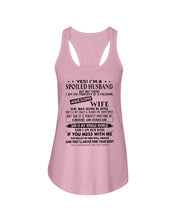 Load image into Gallery viewer, A Spoiled Husband Of April Freaking Awesome Wife For Birthday Gift Ladies Flowy Tank