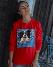 Load image into Gallery viewer, Border Collie In Denim Pocket Gift For Dog Lovers Unisex Long Sleeve