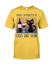 Load image into Gallery viewer, Easily Distracted By Cats And Wine Special Custom Design Guys Tee