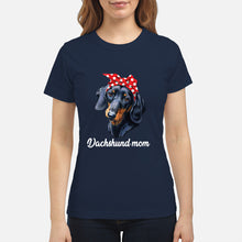 Load image into Gallery viewer, Dachshund Mom With Polka Dots Hair Red Bow Gift For Dog Lovers Ladies Tee