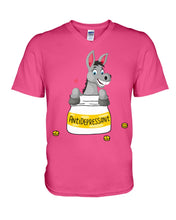Load image into Gallery viewer, Funny Donkey Anti Depressant Meaning Gift For Women Guys V-Neck
