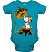 Load image into Gallery viewer, Elephant Sunflower Special Custom Design For Cute Girls Baby Onesie