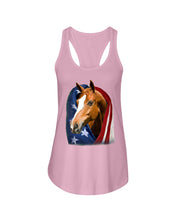 Load image into Gallery viewer, Horse Covered Into USA Flag Meaningful Gift For Men Ladies Flowy Tank