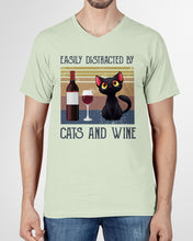 Load image into Gallery viewer, Easily Distracted By Cats And Wine Special Custom Design Guys V-Neck