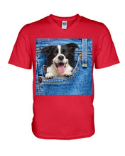 Load image into Gallery viewer, Border Collie In Denim Pocket Gift For Dog Lovers Guys V-Neck