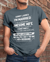 Load image into Gallery viewer, Gift For Husband I'm The Lucky One Because I Get To Be Her Husband Guys Tee