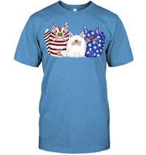 Load image into Gallery viewer, Three Cute Cats And US Flag Gift For Cats Lovers Guys Tee