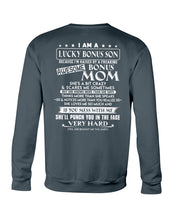 Load image into Gallery viewer, I Am A Lucky Bonus Son Because I'm Raised By A Freaking Awesome Mom Sweatshirt