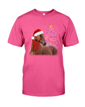 Load image into Gallery viewer, Cute Horse With Santa Hat Lovely Christmas Tree Gift For Horse Lovers Guys Tee