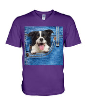 Load image into Gallery viewer, Border Collie In Denim Pocket Gift For Dog Lovers Guys V-Neck