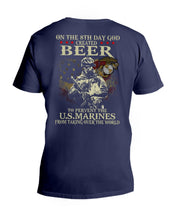 Load image into Gallery viewer, 8th Day God Created Beer To Prevent The Us Marine Guys V-Neck