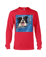 Load image into Gallery viewer, Border Collie In Denim Pocket Gift For Dog Lovers Unisex Long Sleeve