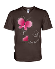 Load image into Gallery viewer, Faith Butterfly Breast Cancer Awareness Custom Design Guys V-Neck