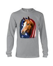 Load image into Gallery viewer, Horse Covered Into USA Flag Meaningful Gift For Men Unisex Long Sleeve