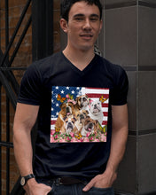 Load image into Gallery viewer, Bull Dogs USA Flag And Butterfly Pattern Gift For Dog Lovers Guys V-Neck